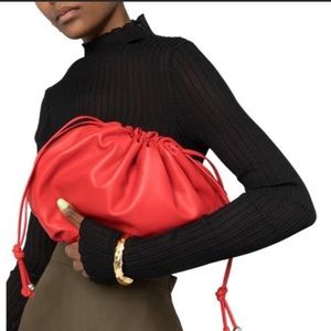 NEW Bottega Veneta Bulb Leather Clutch Bag with Removable Strap